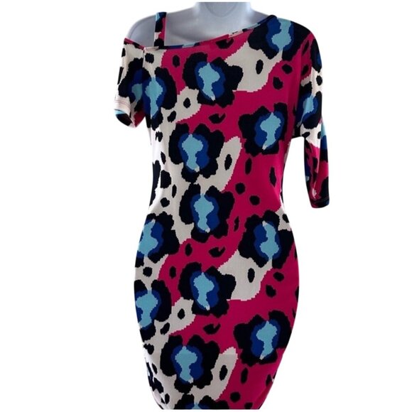 4everyoung Womens Off-Shoulder Leopard Print Dress M Polyester/Spandex - Picture 3 of 9